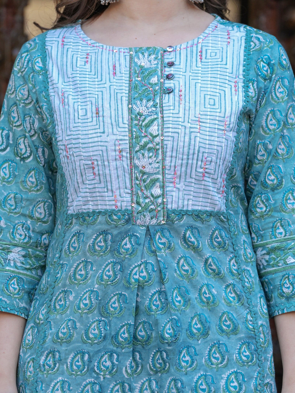Rangvastra Cotton Printed Hand Block Kurta Pant With Dupatta Set