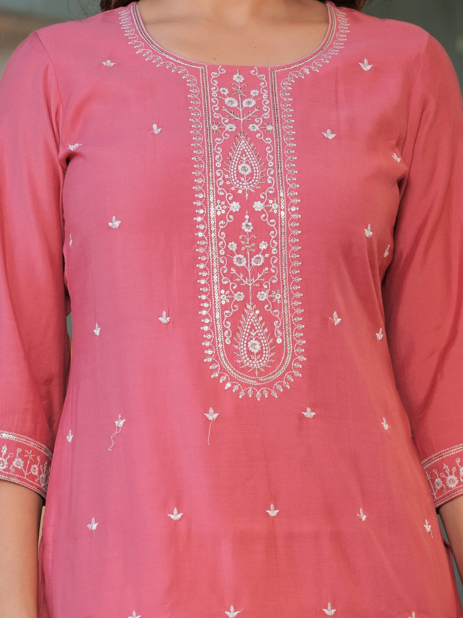 Maluka Women’s Mustard & Pink Roman Silk Kurta Set with Dupatta