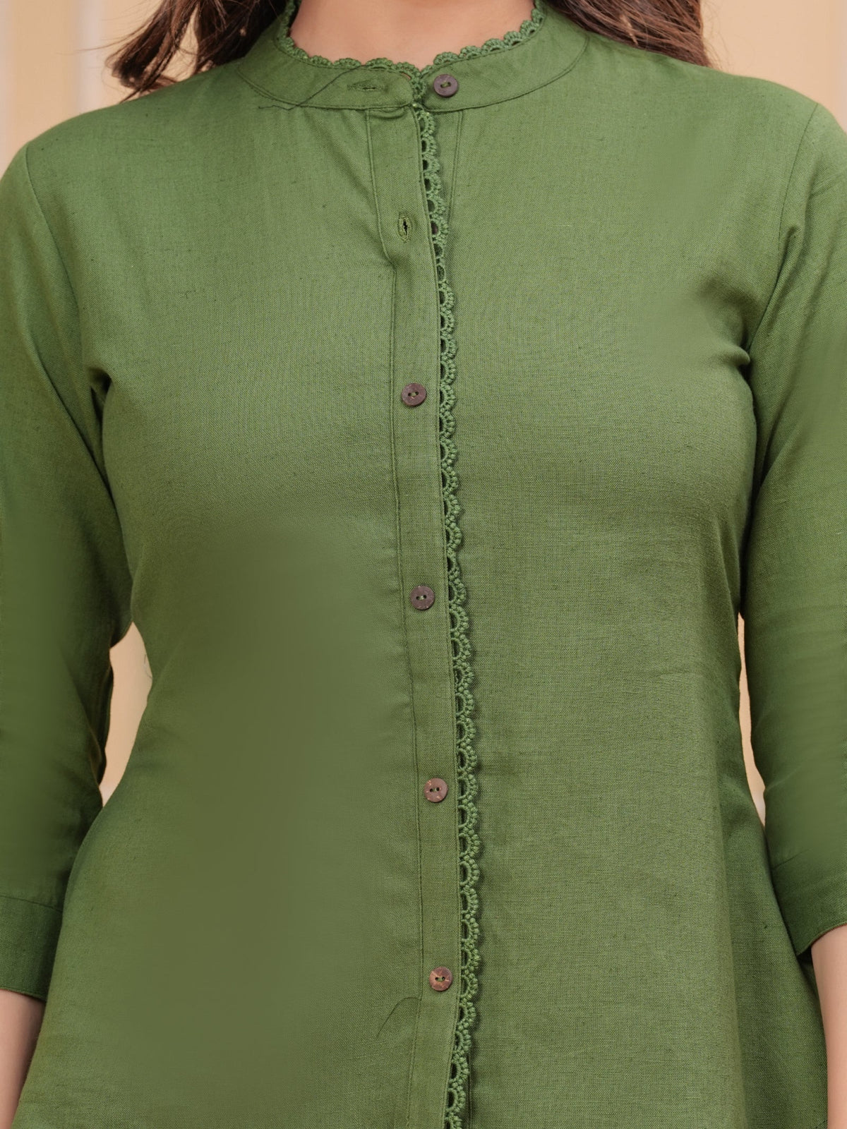 Rangvastra Red, Dark Green & Maroon Front Slit Cotton Top