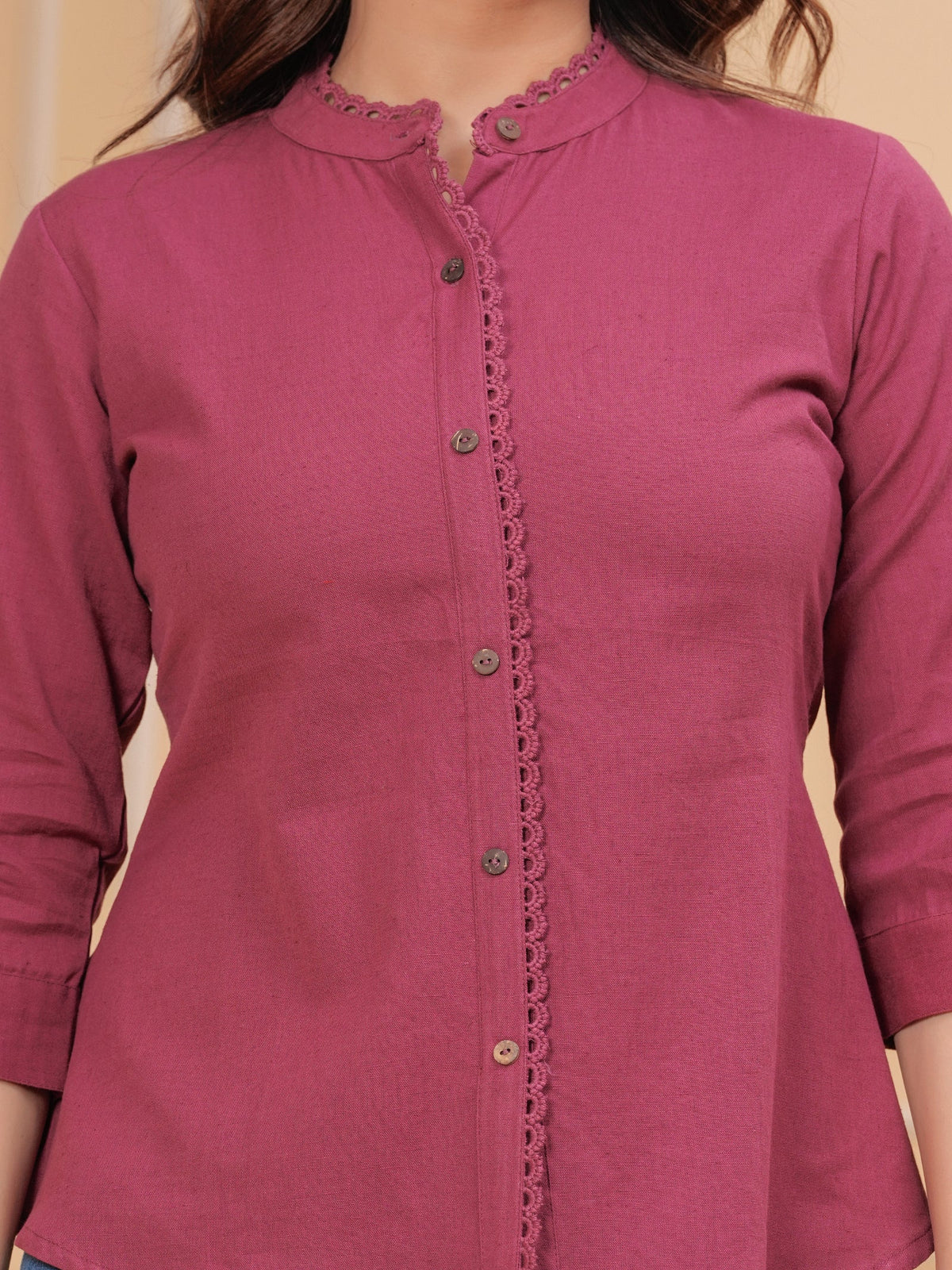 Rangvastra Red, Dark Green & Maroon Front Slit Cotton Top