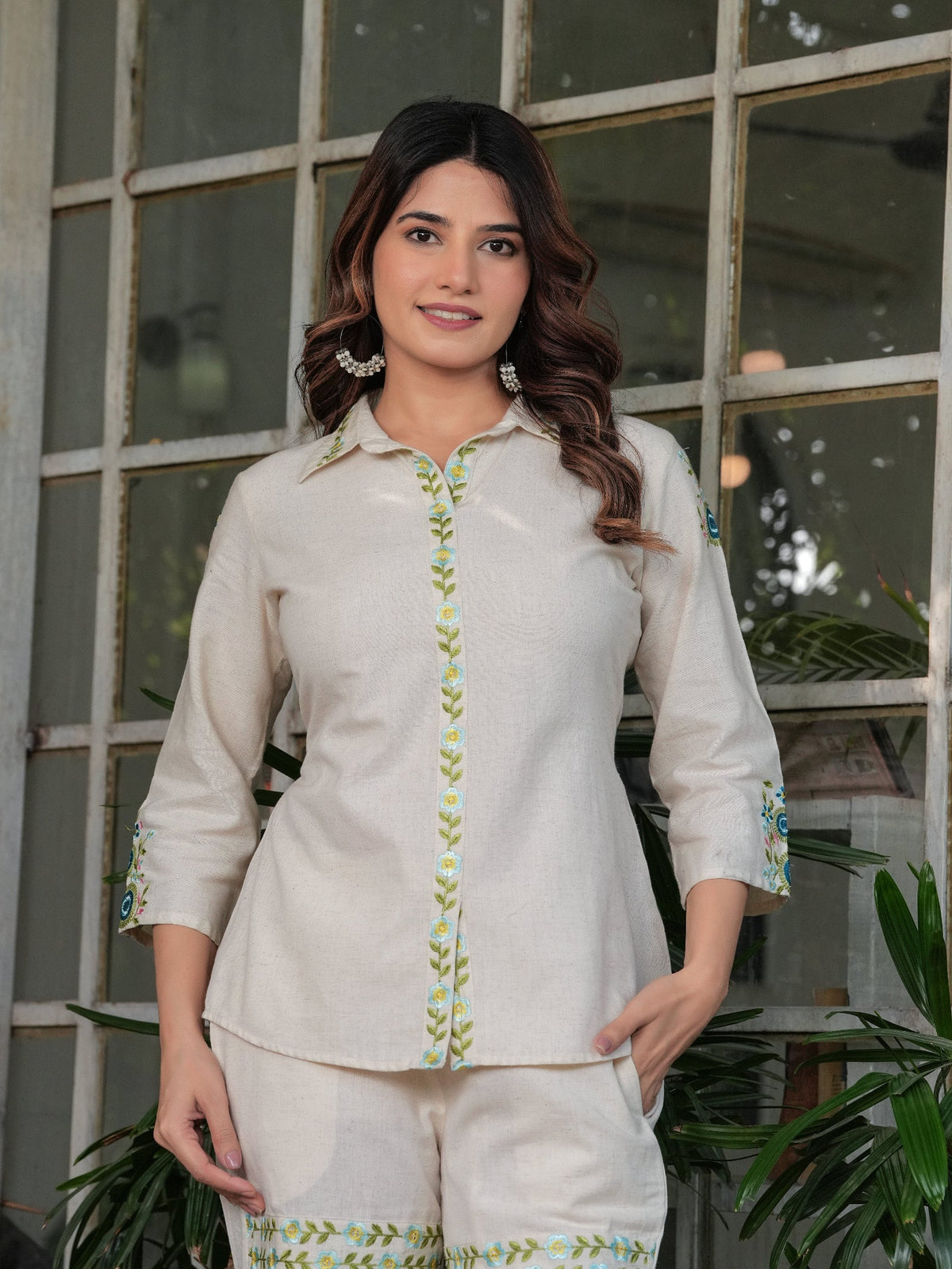 Rangvastra  Cotton Flex Solid Printed Embroidery Co-Ord Set