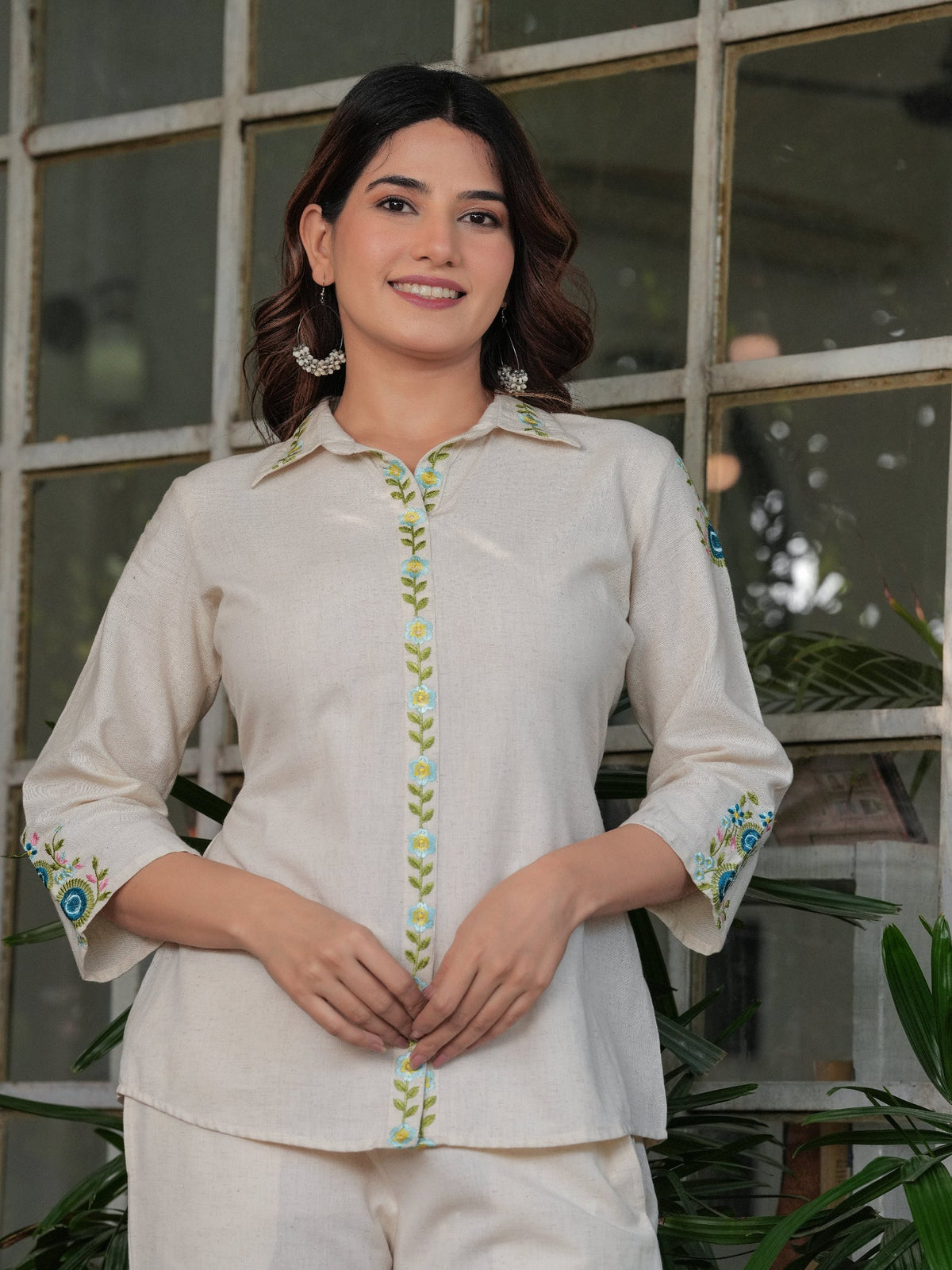 Rangvastra  Cotton Flex Solid Printed Embroidery Co-Ord Set
