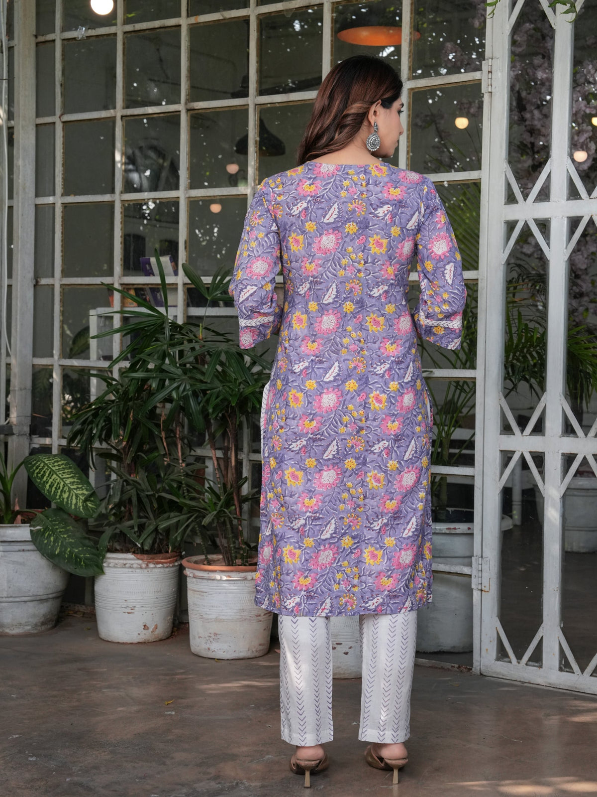 Rangvastra  Cotton Purple Floral Hand Block Kurta Set with Dupatta