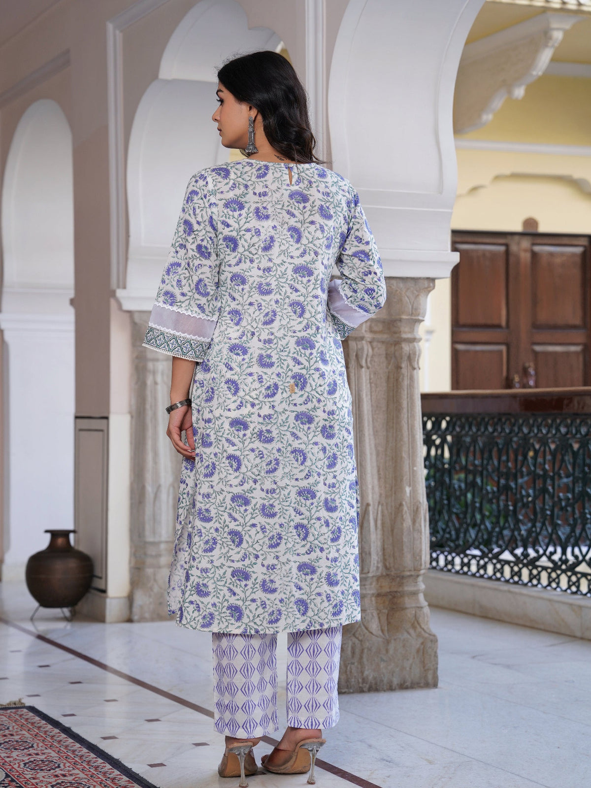Rangvastra Cotton Printed Hand Block Kurta Pant With Dupatta Set