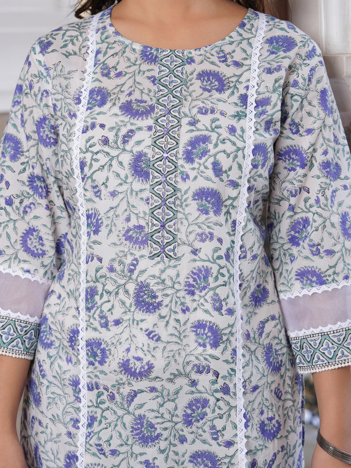 Rangvastra Cotton Printed Hand Block Kurta Pant With Dupatta Set