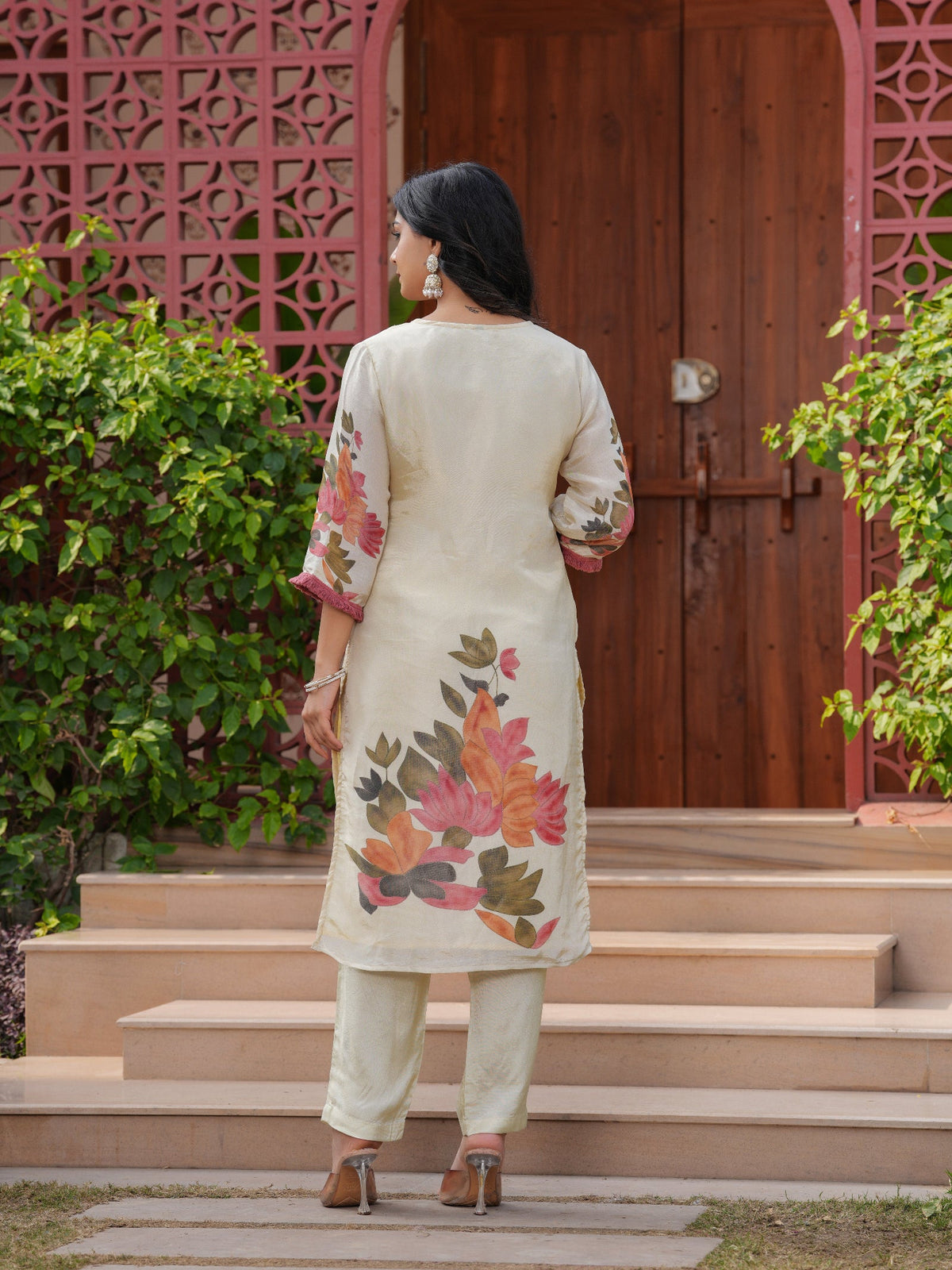 Rangvastra Off White Modal Shimmer Digital Printed Kurta Pant Dupatta Set