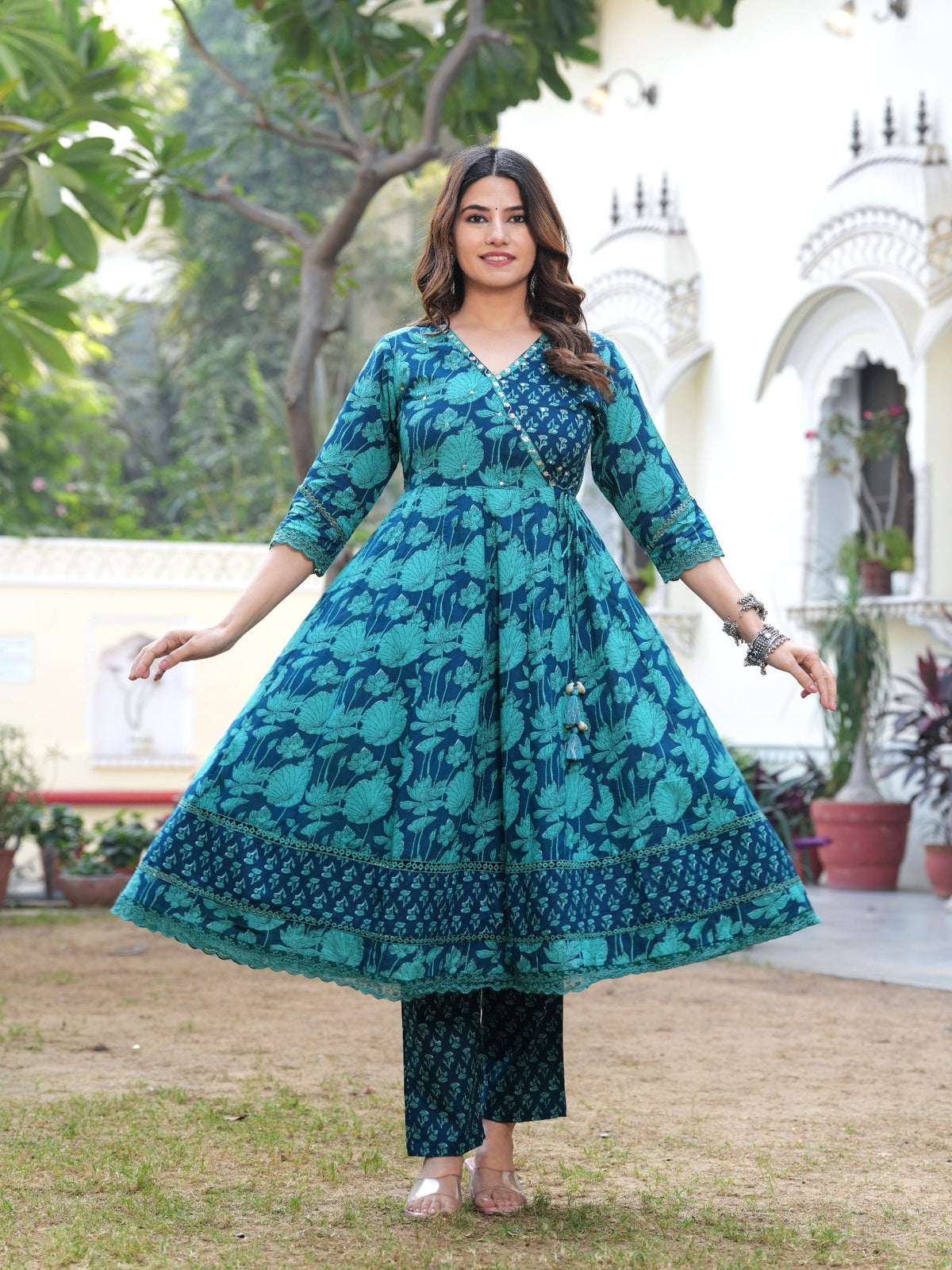Rangvastra Cotton Floral Printed Kurta Pant With Dupatta Set