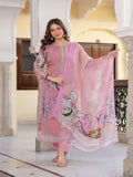 Rangvastra Light Pink Orangza Santoon Digital Printed Kurta Pant Dupatta Set