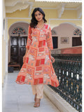 Rangvastra  Chinon Peach Printed Kurta Pant Set