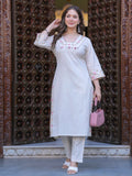 Rangvastra Off White Cotton Flex Kurta Pant Set