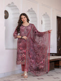 Rangvastra Maroon Viscose Crape Digital Print Kurta Pant Dupatta Set