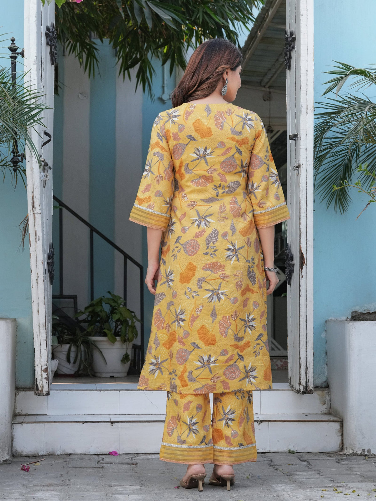 Rangvastra Pink & Yellow Floral Print Modal Chanderi Kurta Set