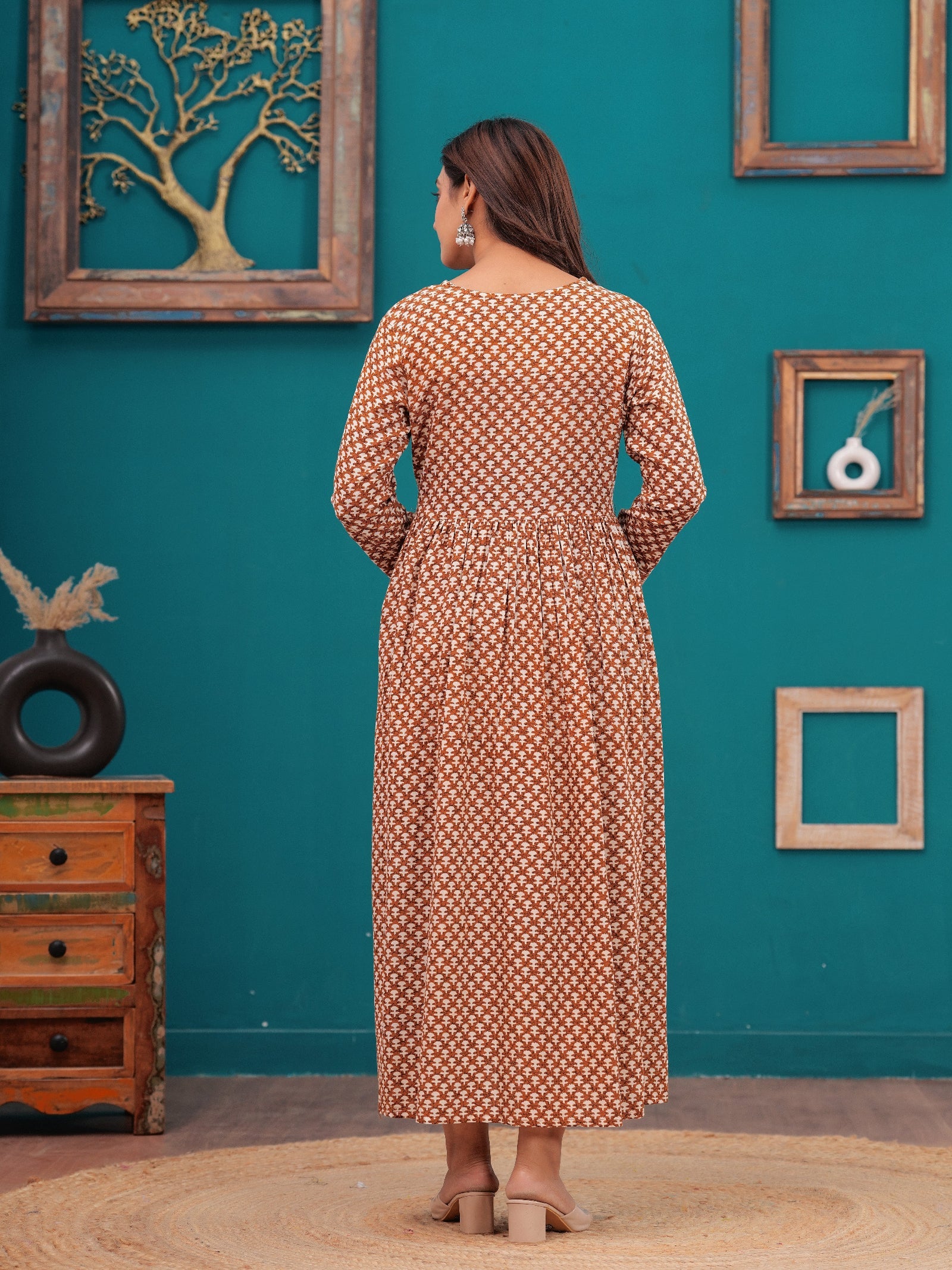 Rangvastra Floral Printed Rayon Anarkali Gown