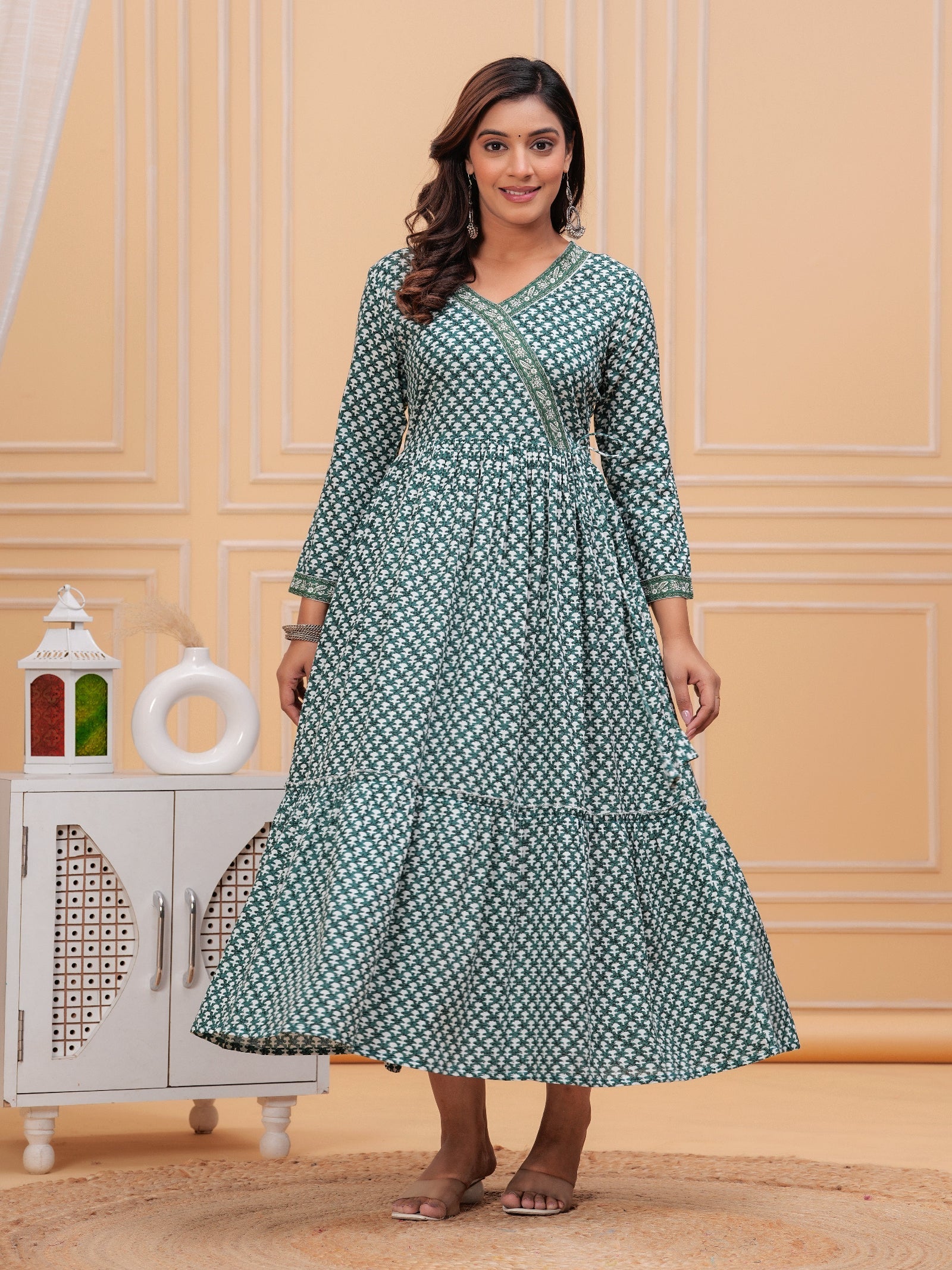 Rangvastra Floral Printed Rayon Anarkali Gown