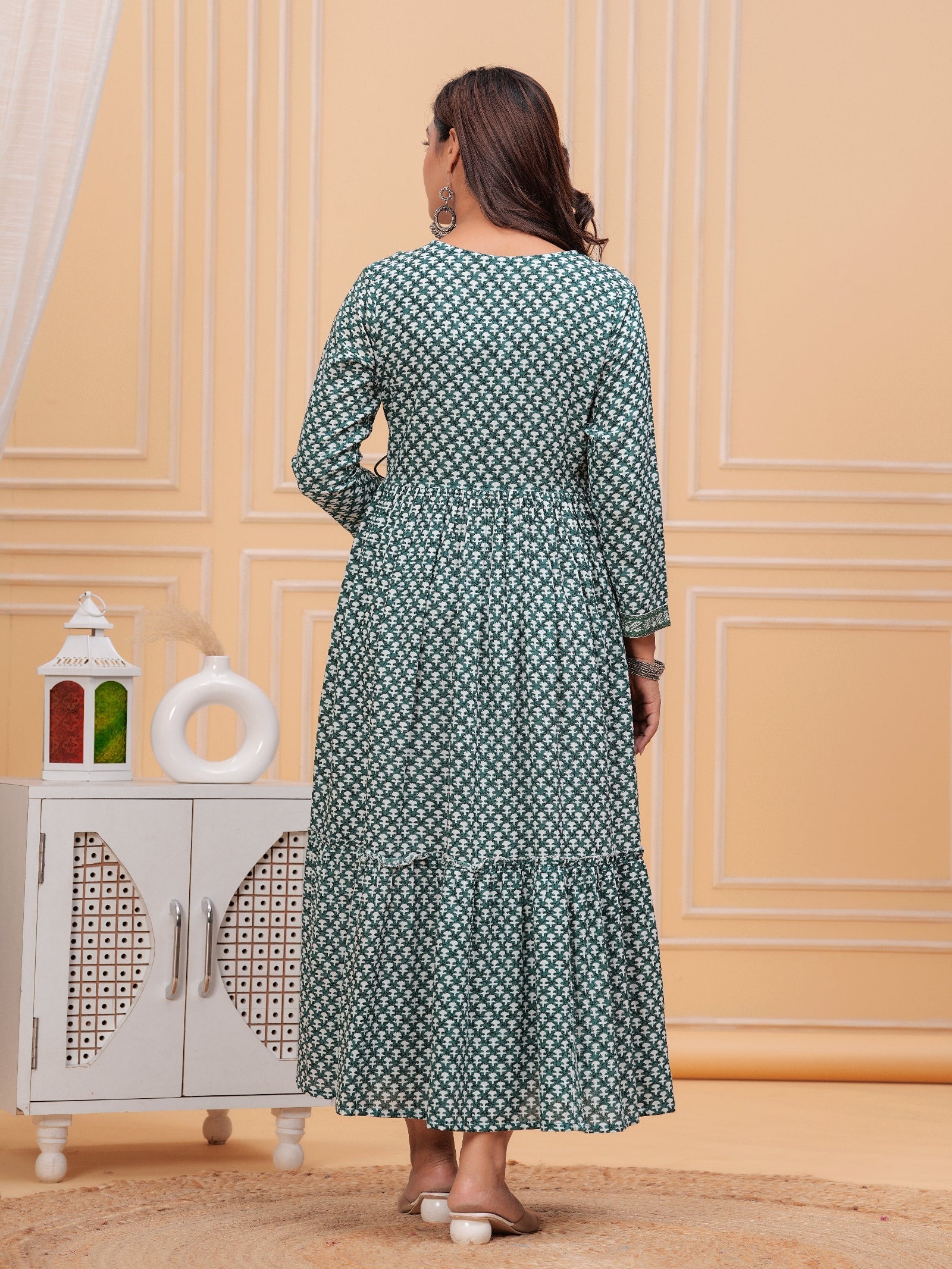 Rangvastra Floral Printed Rayon Anarkali Gown