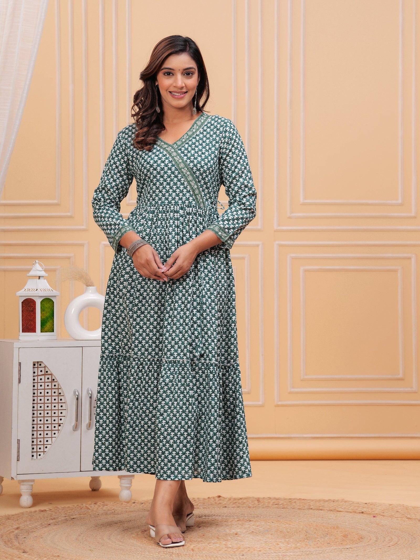 Rangvastra Floral Printed Rayon Anarkali Gown