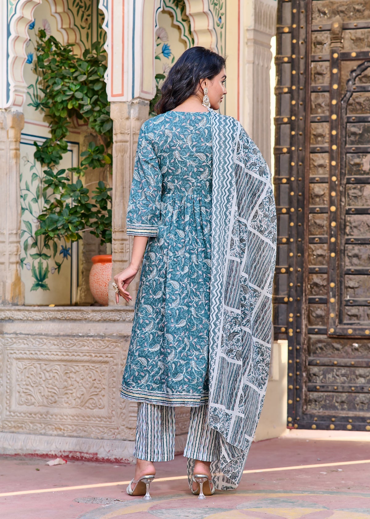 Rangvastra Cotton Floral Printed Kurta Pant With Dupatta Set