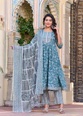 Rangvastra Cotton Floral Printed Kurta Pant With Dupatta Set