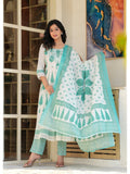 Rangvastra Cotton Light Green Kurta Pant Duptta Set