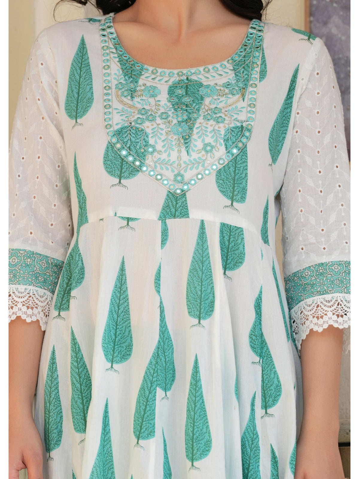 Rangvastra Cotton Light Green Kurta Pant Duptta Set