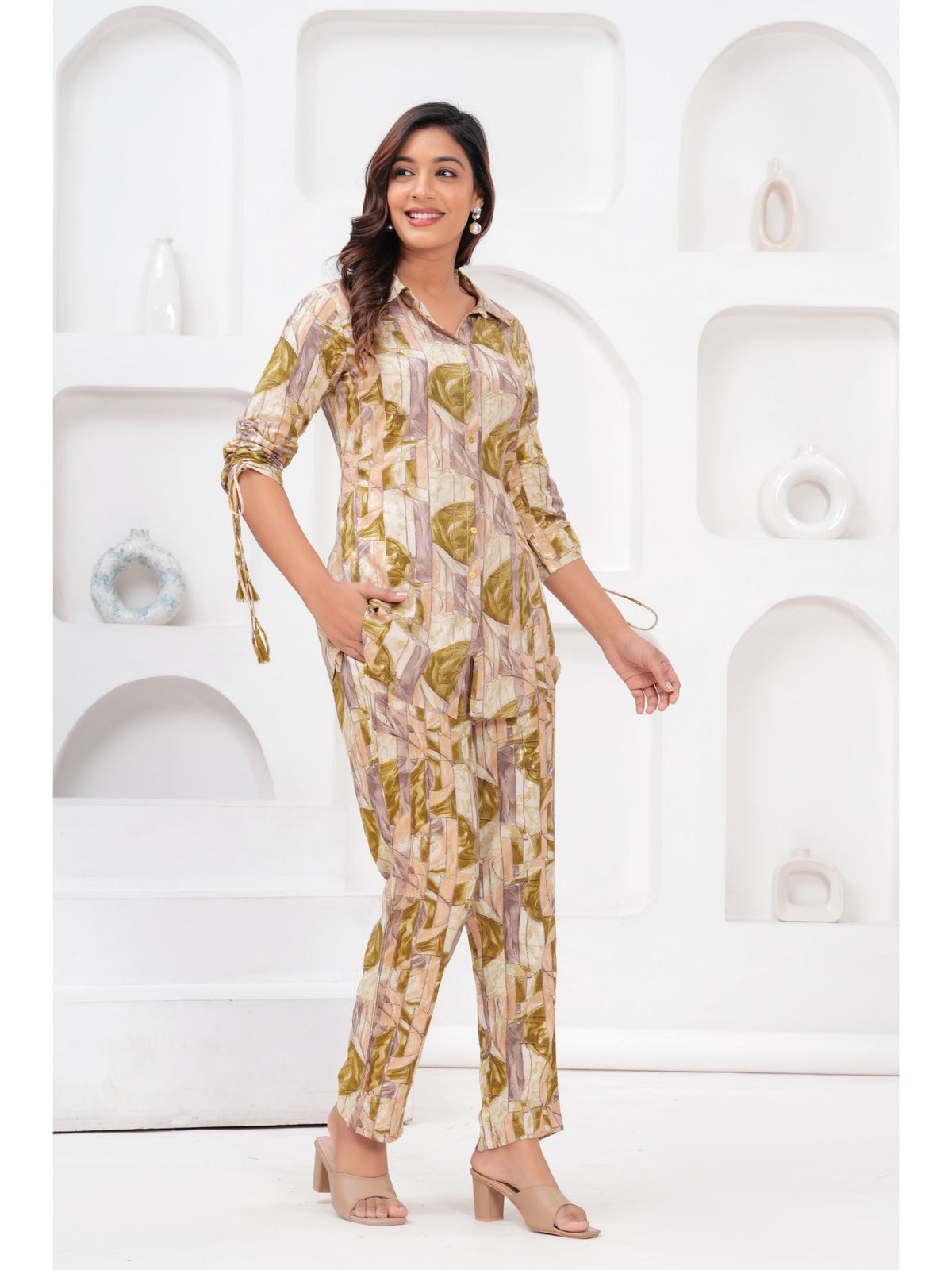 Rangvastra  Rayon Beige Top Pant Co-ord Set