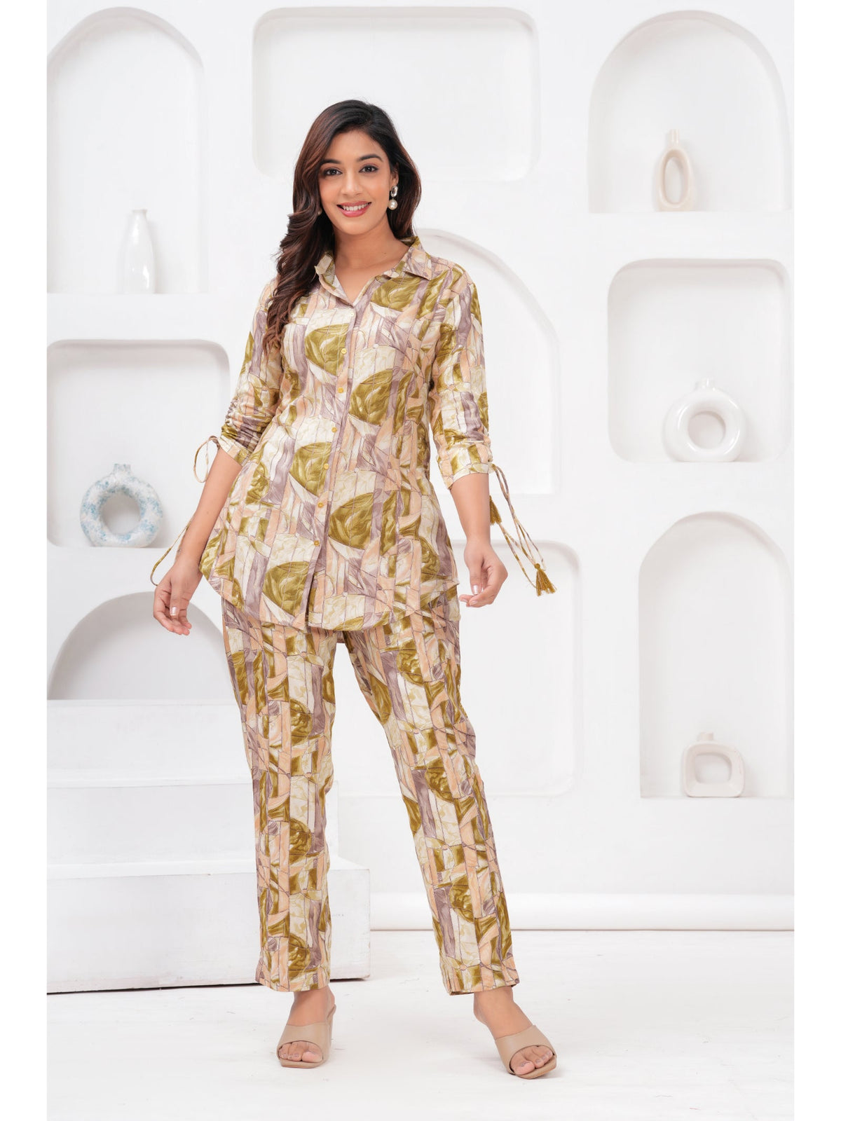 Rangvastra  Rayon Beige Top Pant Co-ord Set