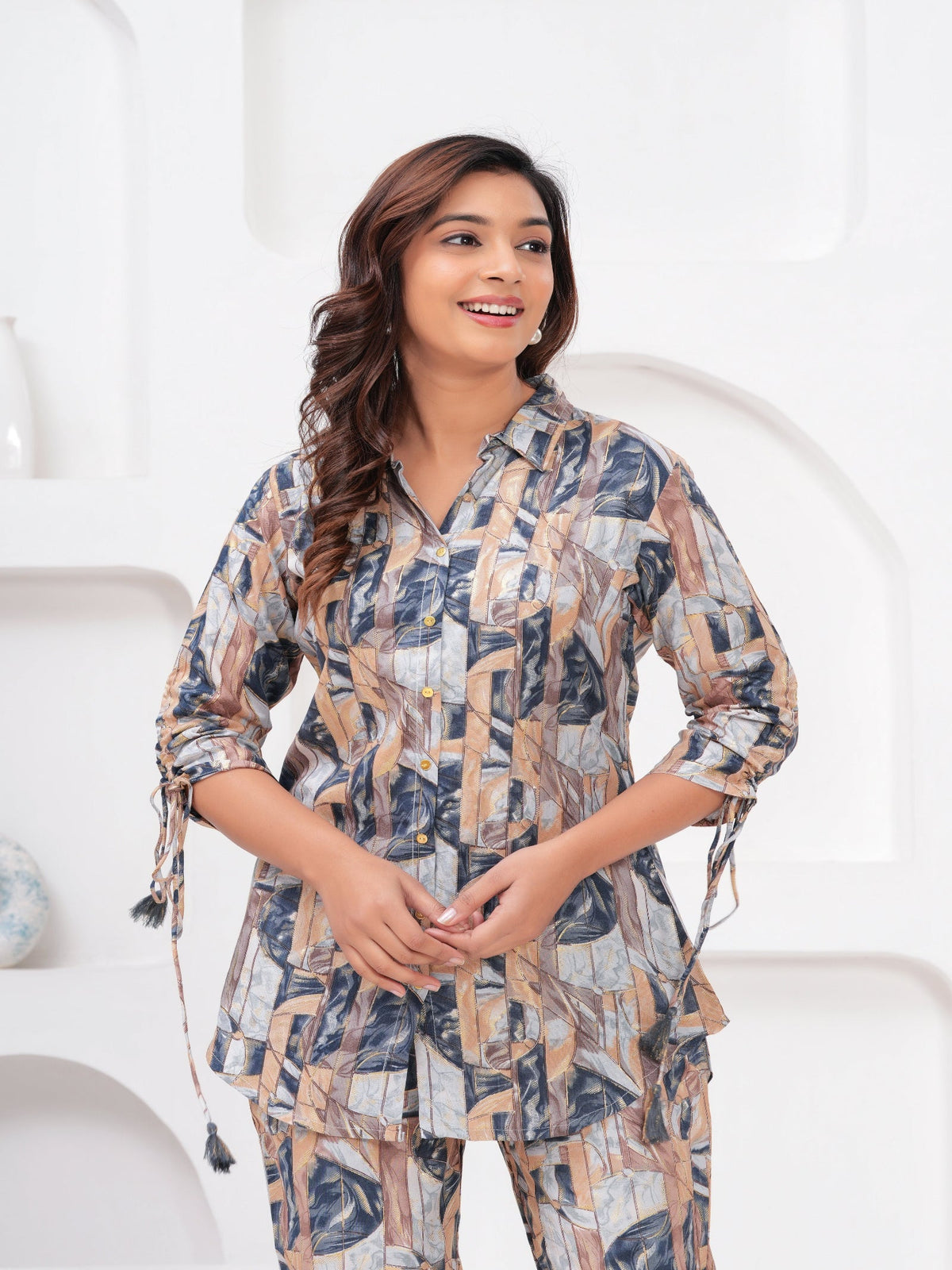 Rangvastra Blue Rayon Floral Printed Co-Ord Set