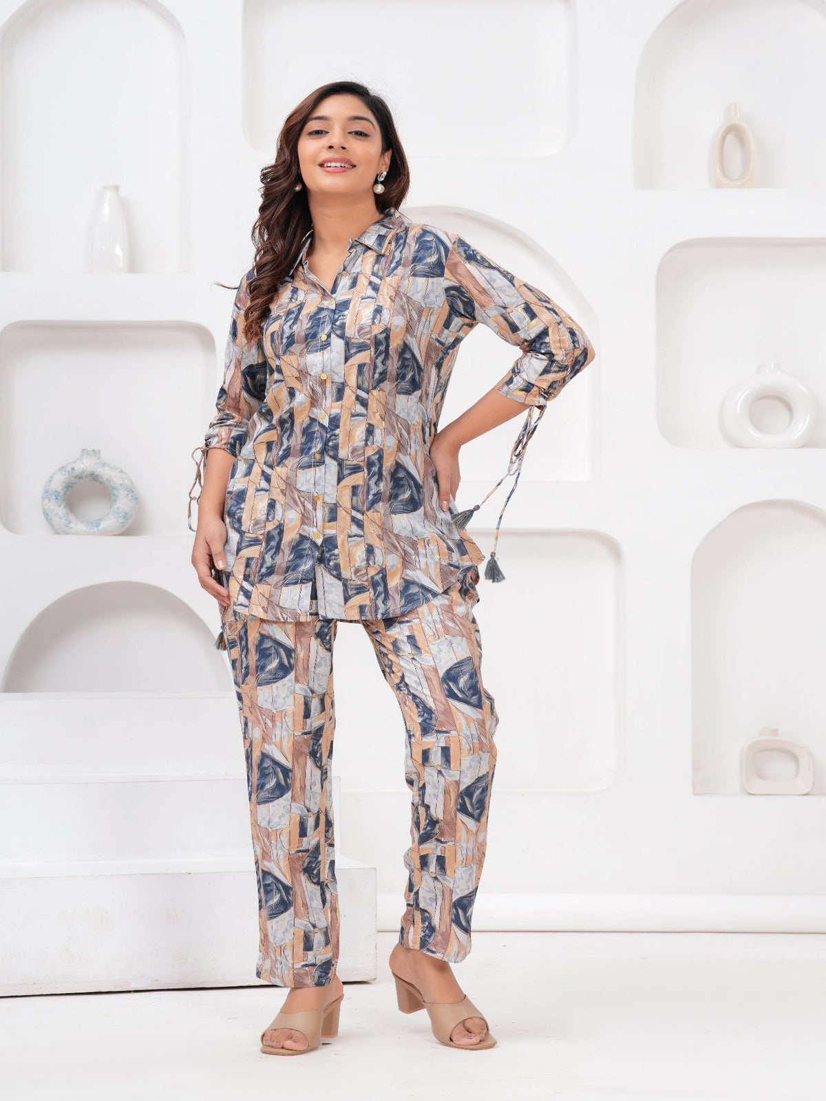 Rangvastra Blue Rayon Floral Printed Co-Ord Set