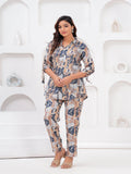 Rangvastra Blue Rayon Floral Printed Co-Ord Set