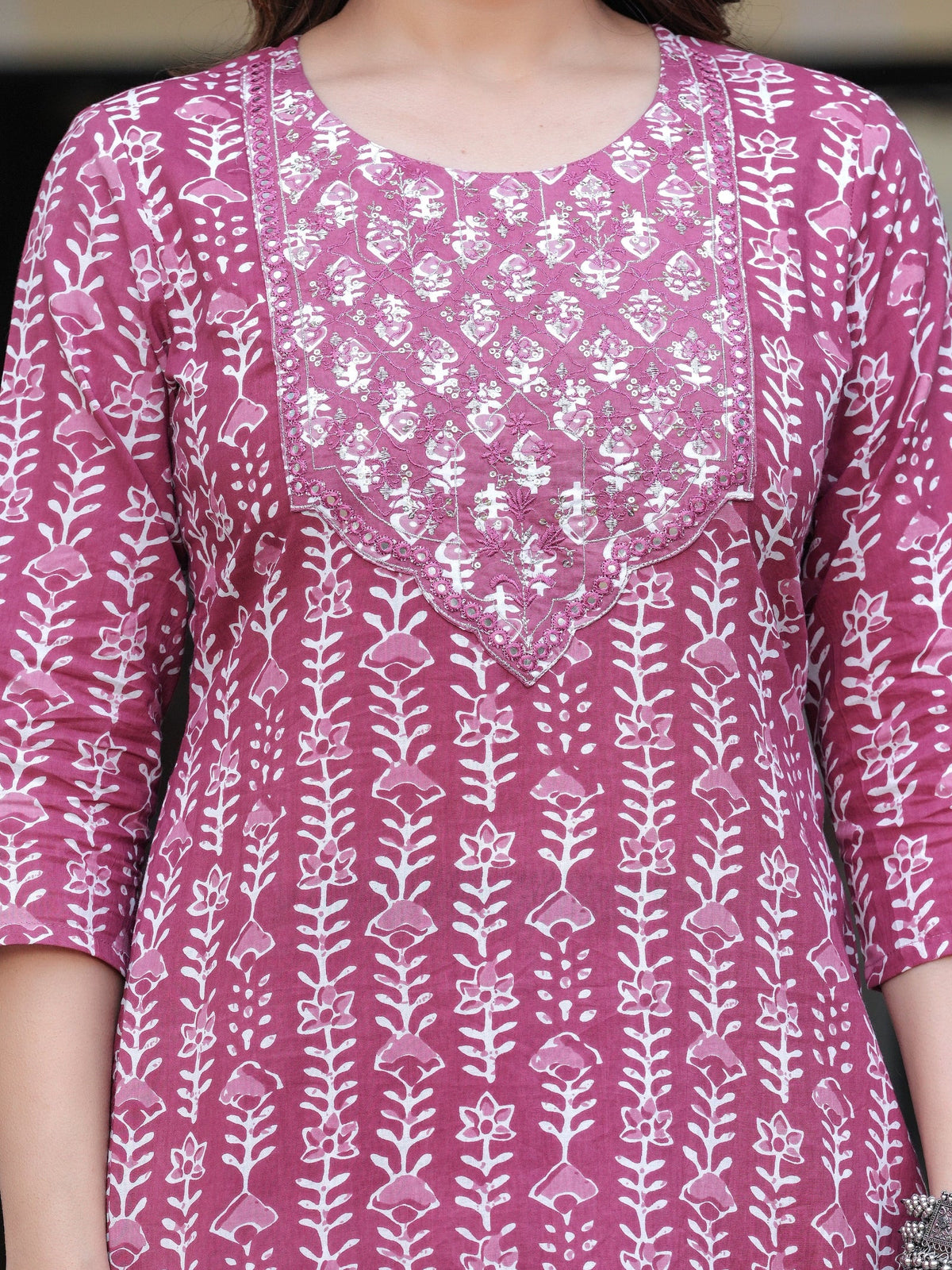 Rangvastra Cotton Emb. Printed Kurta Pant With Dupatta Set