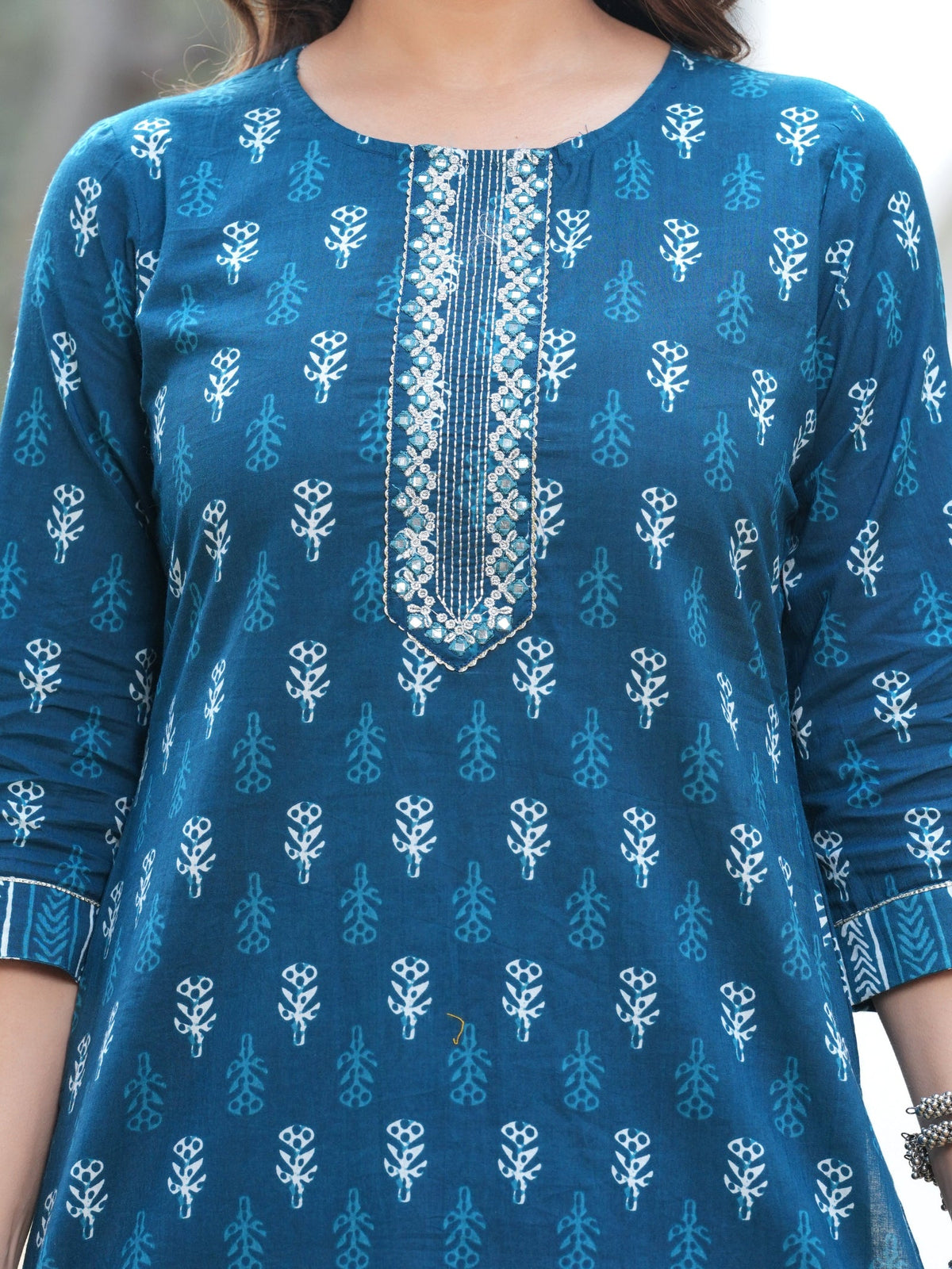 Rangvastra Cotton Blue Kurta Pant With Dupatta Set
