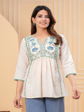 Maluka Women Off white Cotton Flex Top