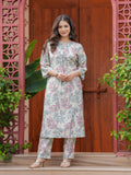 Maluka Women’s Green & Pink Floral Modal Chanderi Kurta Set