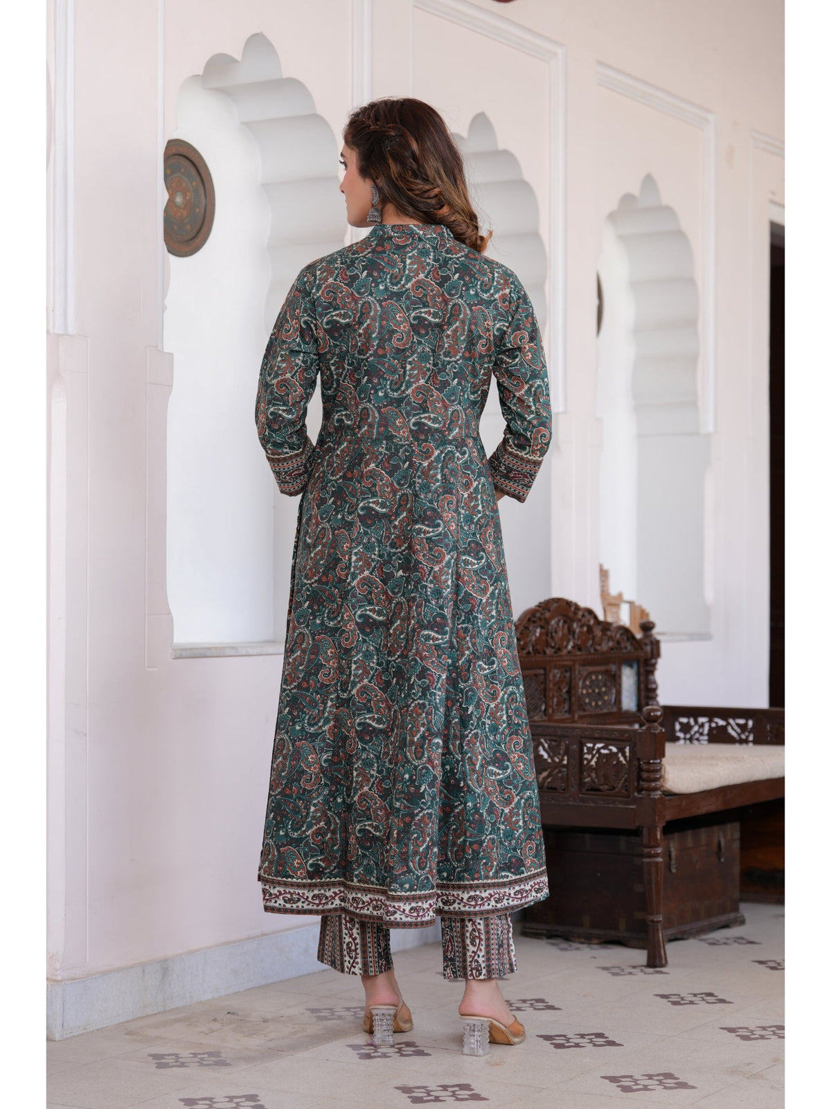 Rangvastra Cotton Green kurta Pant Duptta Set