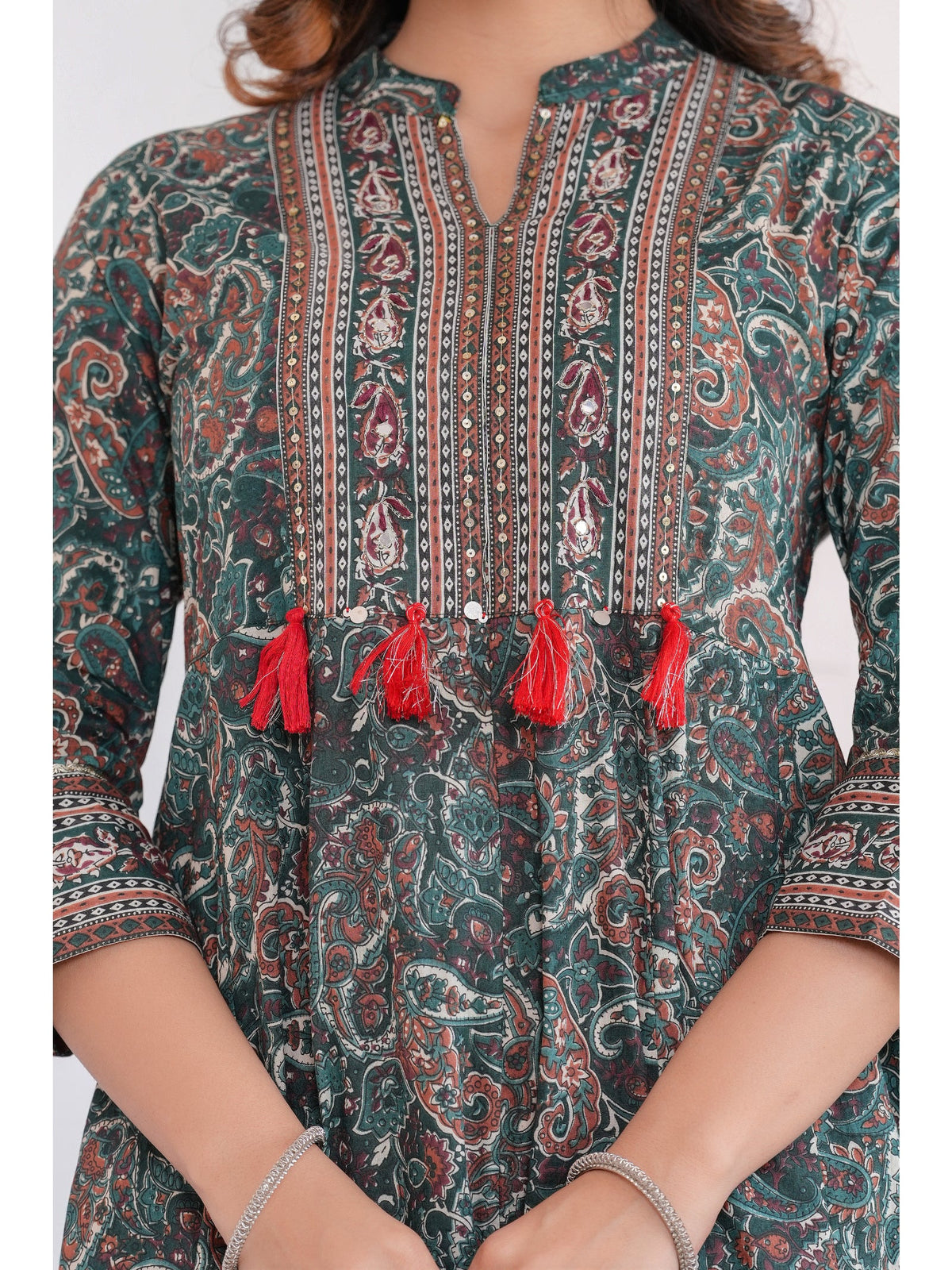 Rangvastra Cotton Green kurta Pant Duptta Set