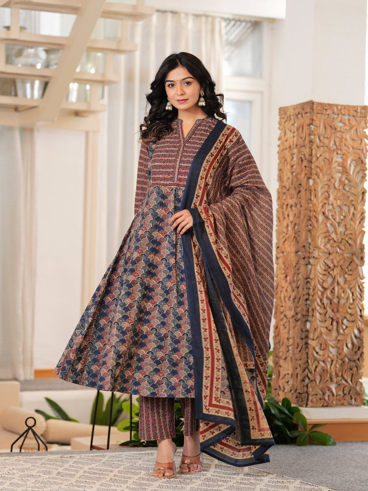 Rangvastra Cotton Printed Kurta Pant With Dupatta Set
