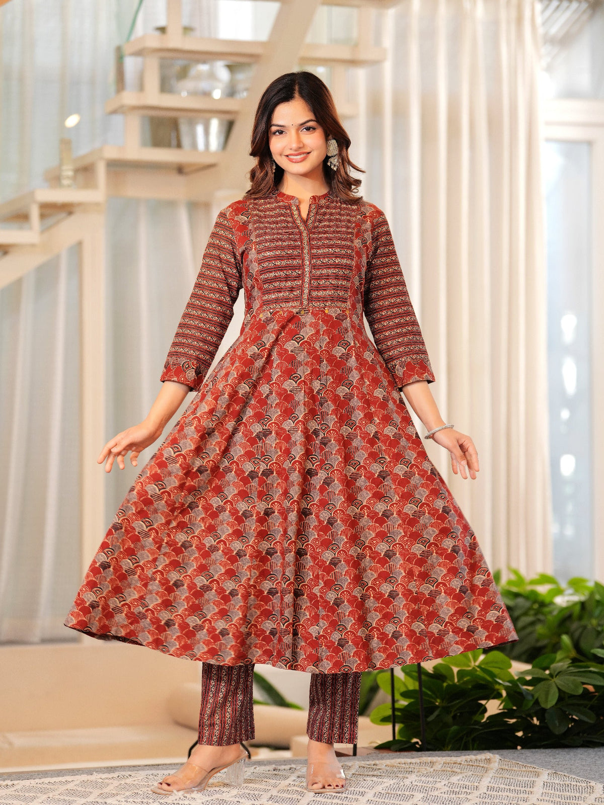 Rangvastra Cotton Floral Printed Kurta Pant With Dupatta Set