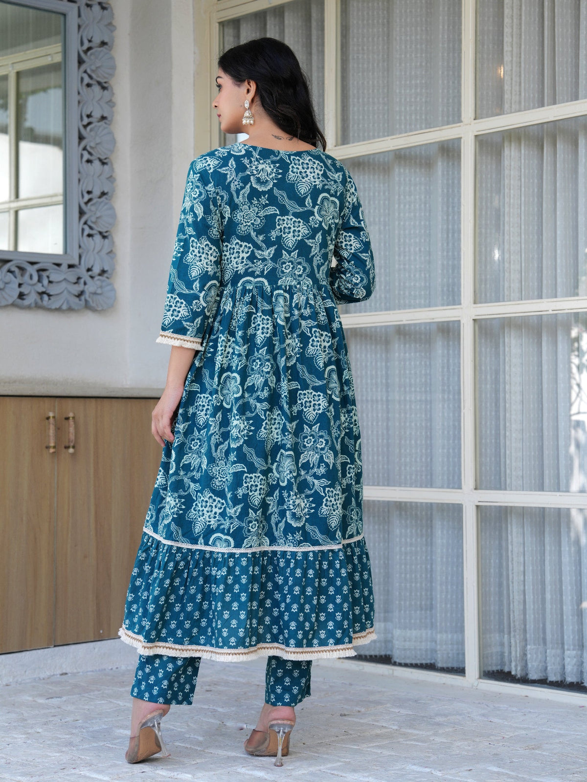 Rangvastra Cotton Printed Hand Work Kurta Pant With Dupatta Set