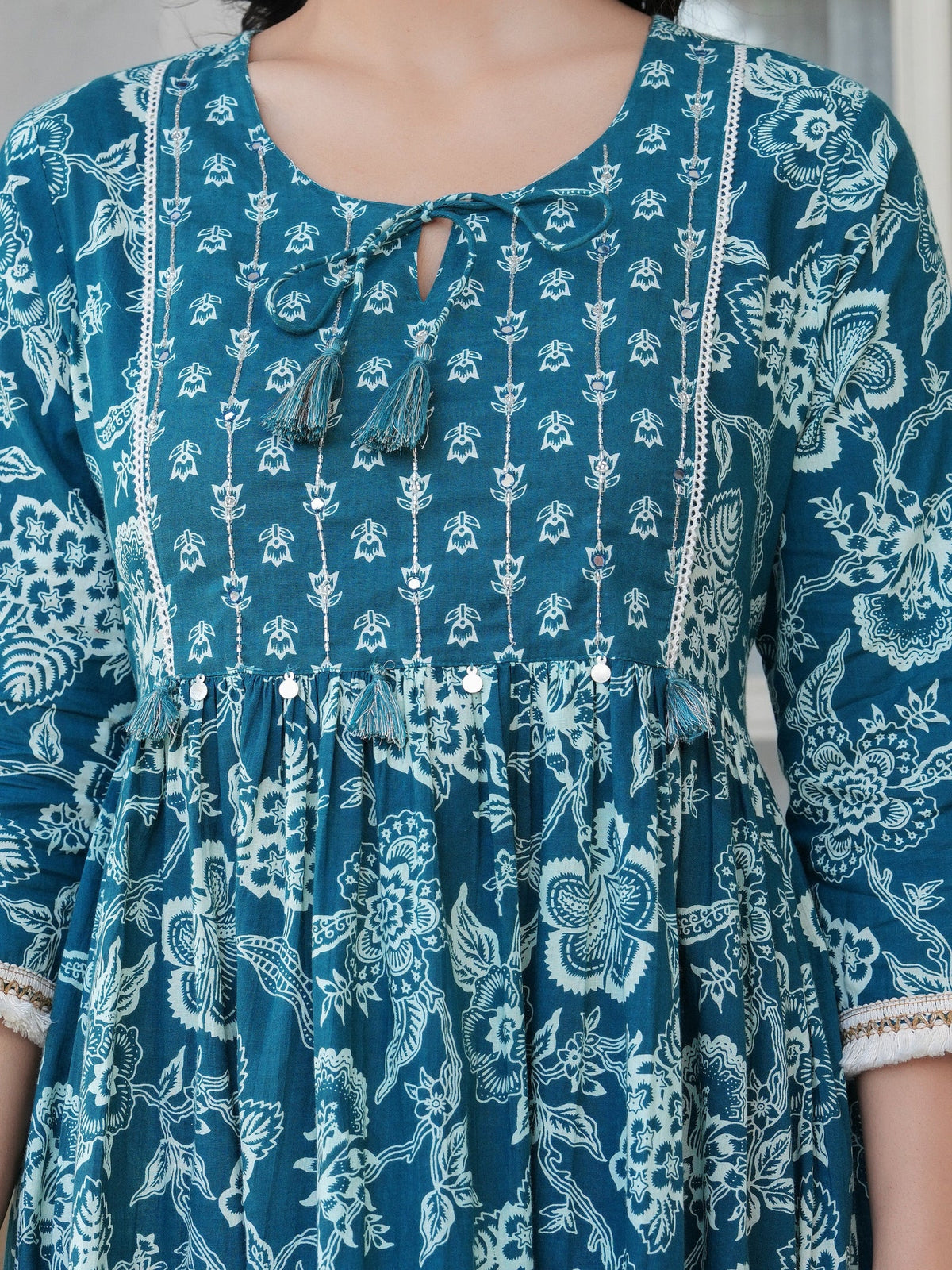 Rangvastra Cotton Printed Hand Work Kurta Pant With Dupatta Set