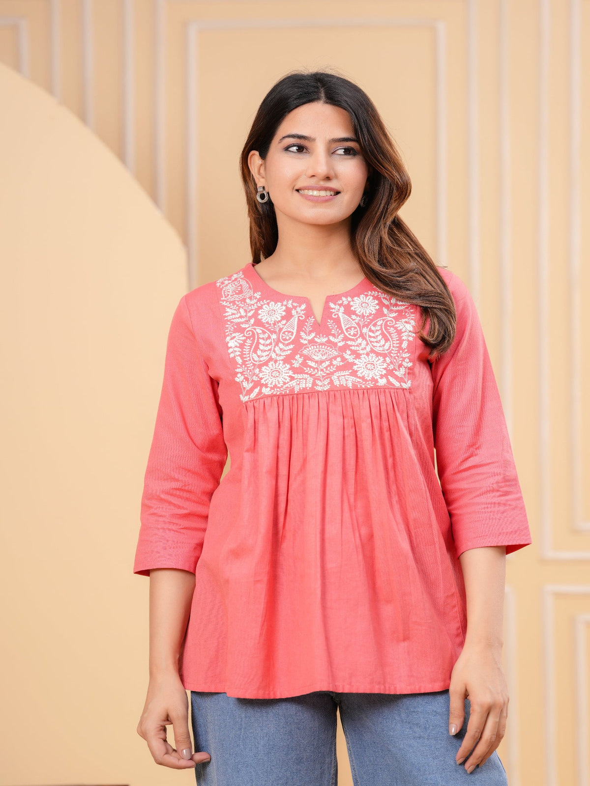 Rangvastra  Pink Cotton Flex Top