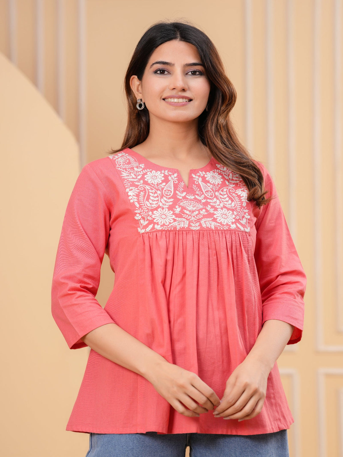 Rangvastra  Pink Cotton Flex Top