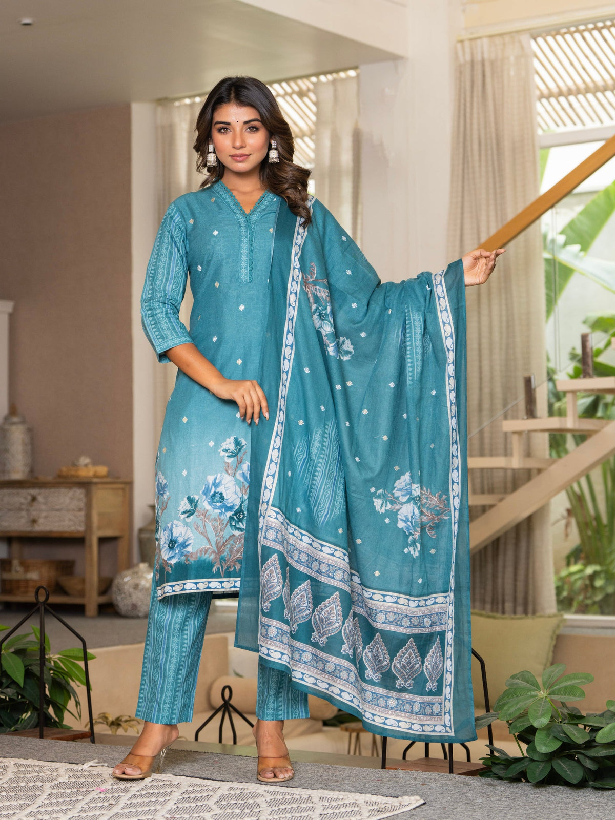 Rangvastra Blue Floral Printed Kurta set