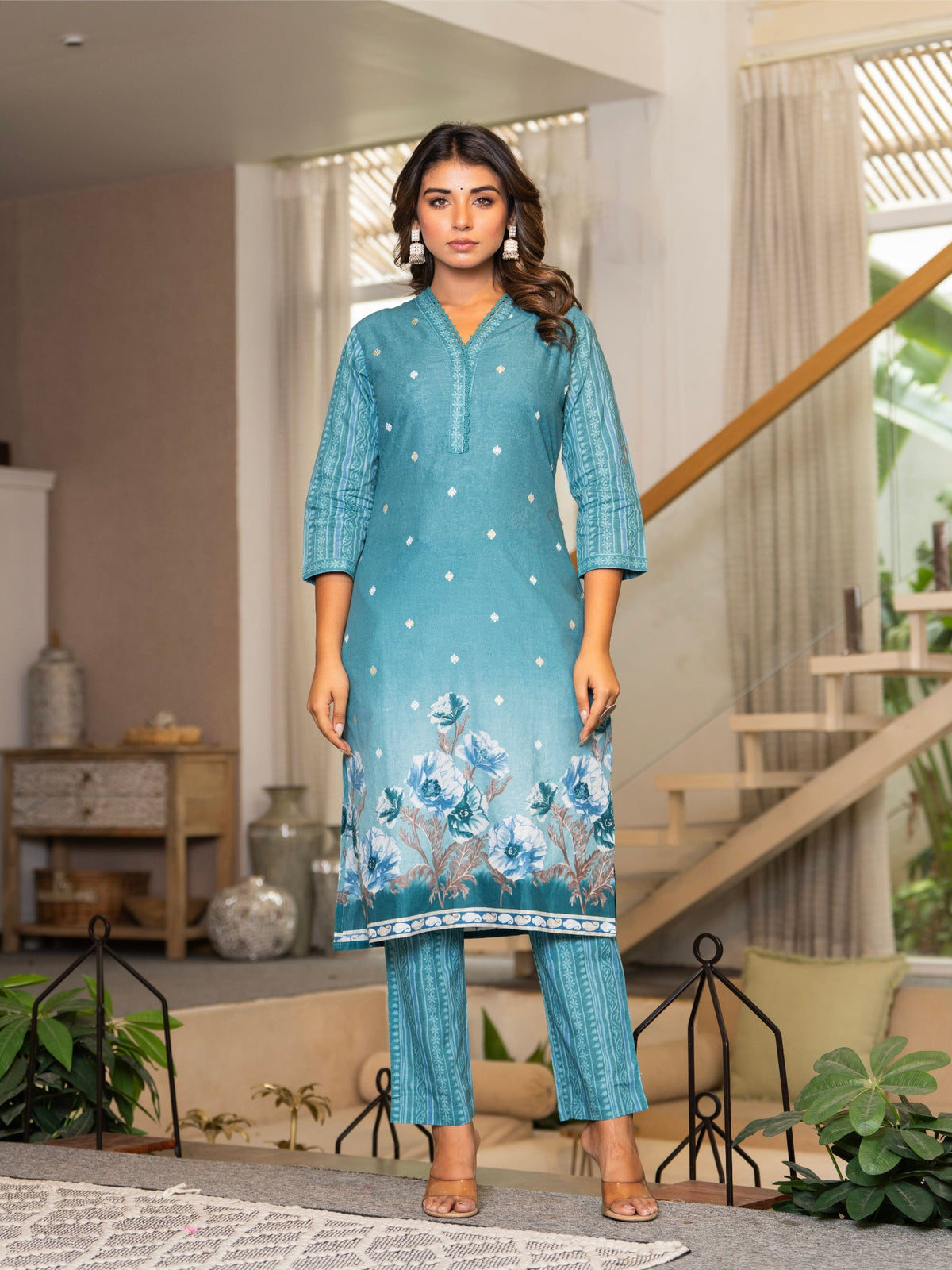 Rangvastra Blue Floral Printed Kurta set