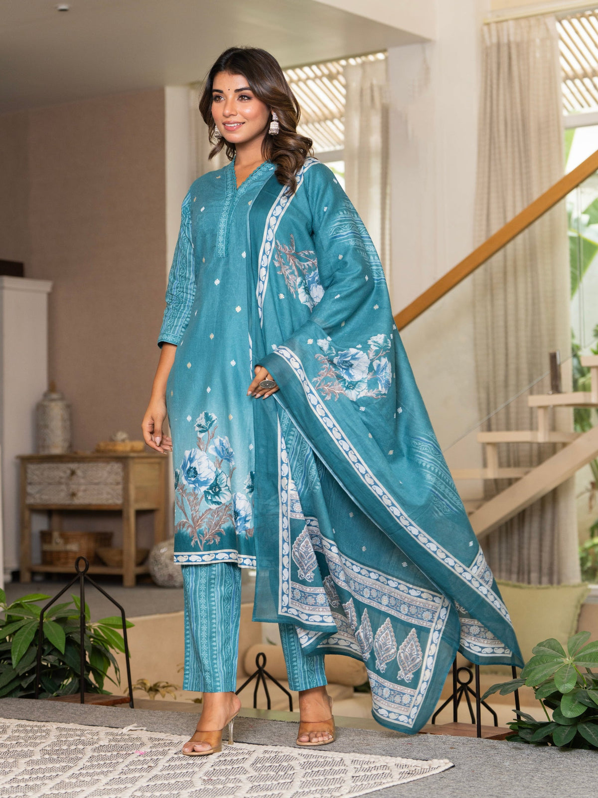 Rangvastra Blue Floral Printed Kurta set