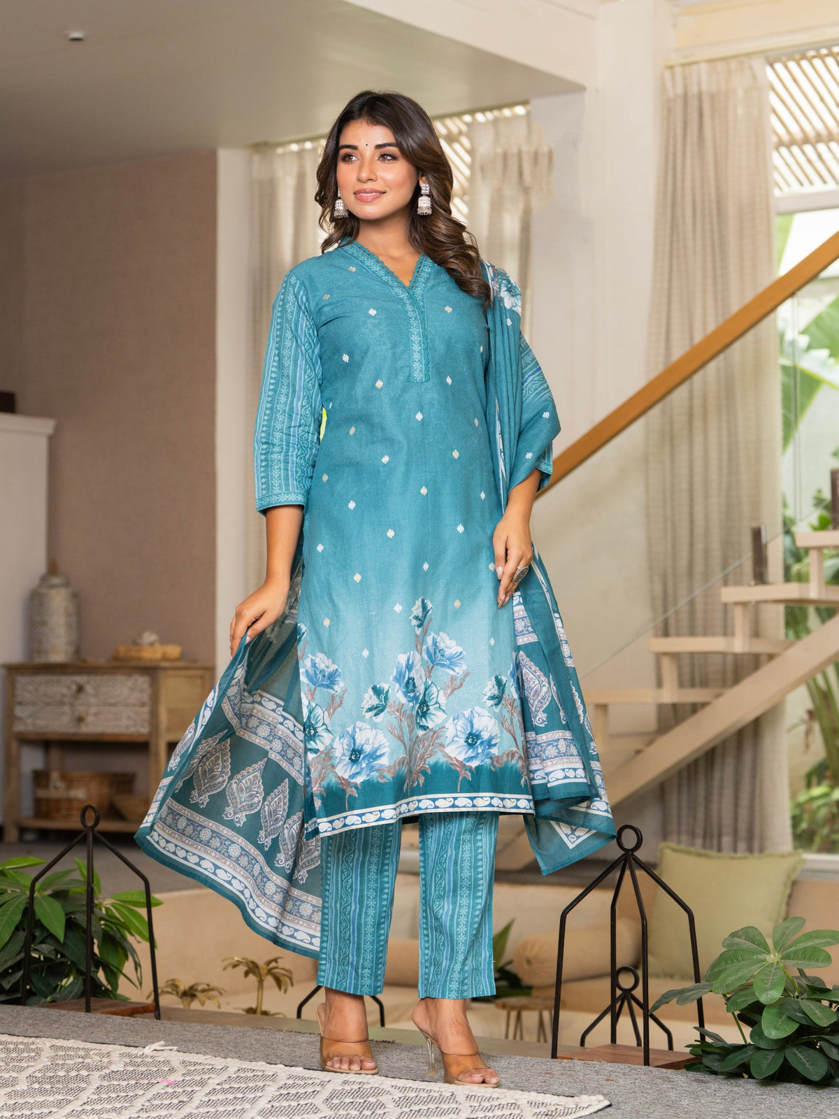 Rangvastra Blue Floral Printed Kurta set