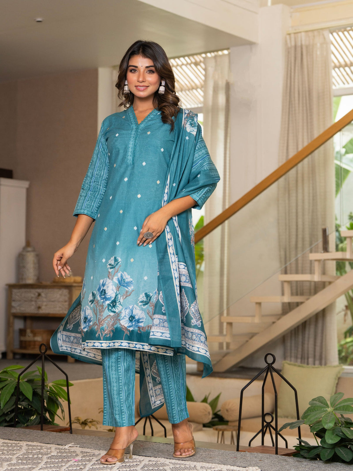 Rangvastra Blue Floral Printed Kurta set
