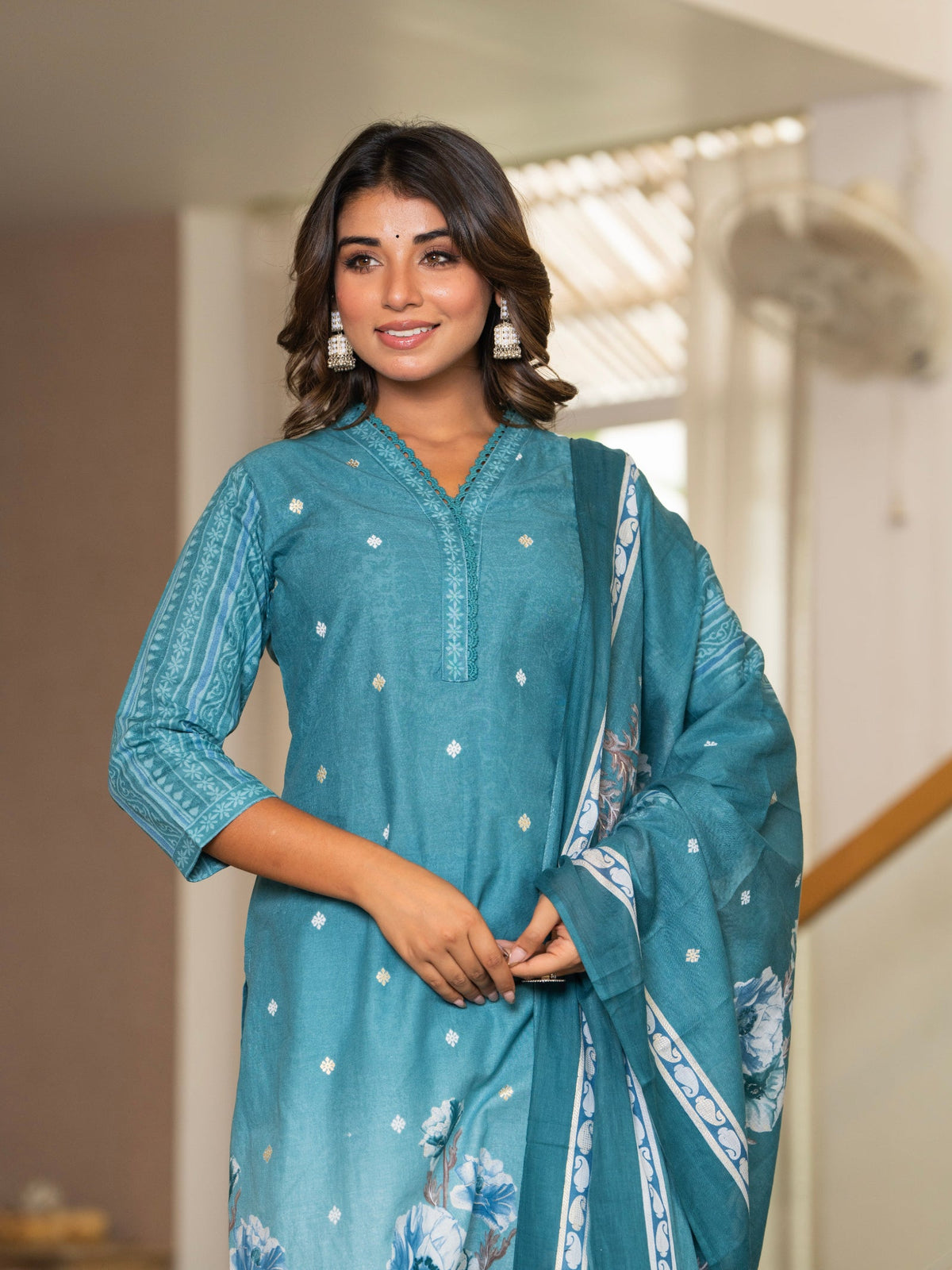 Rangvastra Blue Floral Printed Kurta set