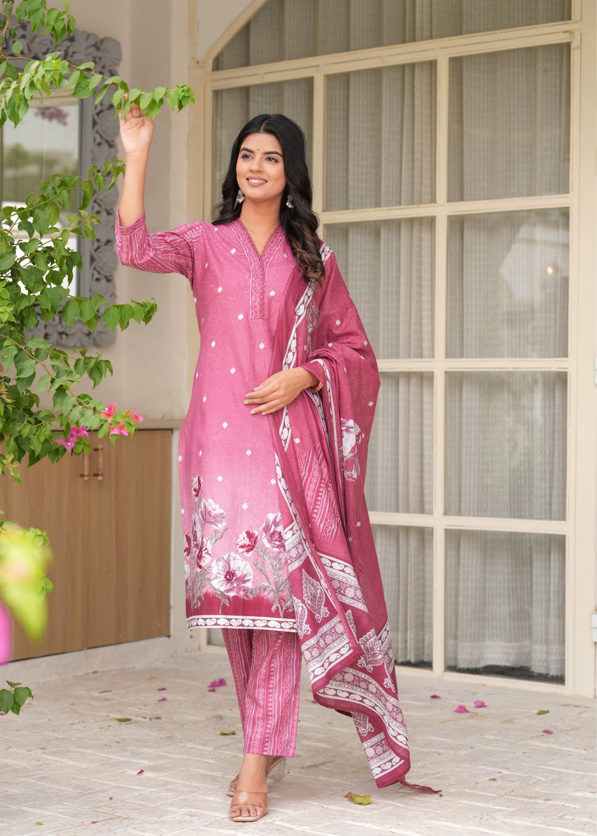 Rangvastra Floral Printed Kurta Pant Dupatta Set