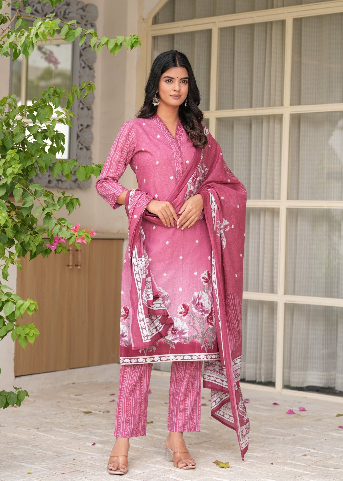 Rangvastra Floral Printed Kurta Pant Dupatta Set
