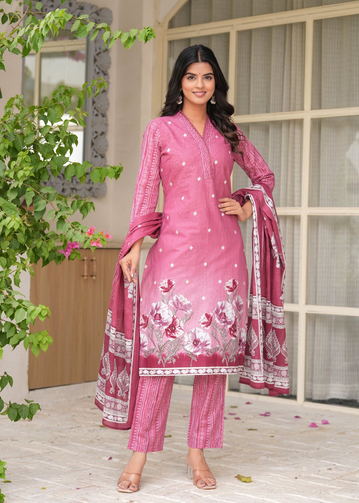 Rangvastra Floral Printed Kurta Pant Dupatta Set